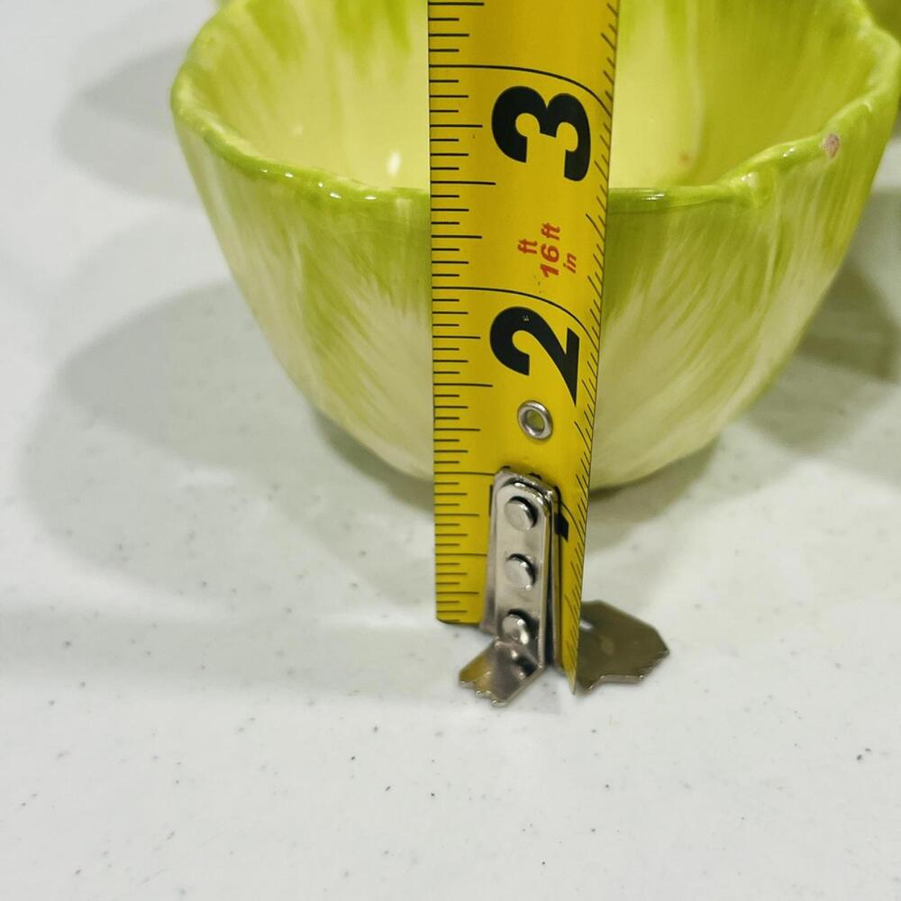Pier One Green Leaf Cabbage Lettuce Condiment Small Ice Cream Bowl set of 4 - Picture 3 of 7